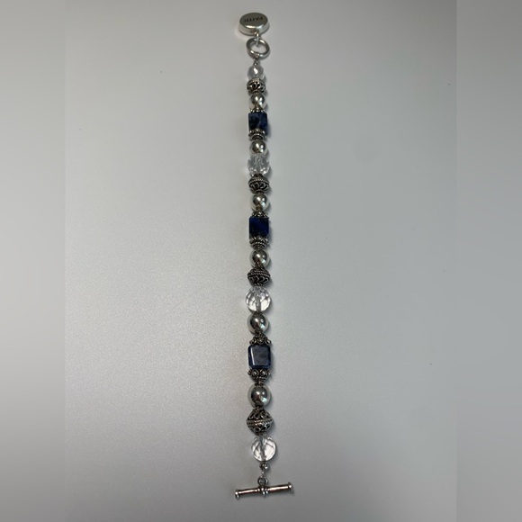 Silpada Rare Sterling Silver Sodalite Crystal FAITH Charm Toggle Clasp Bracelet - Picture 10 of 14